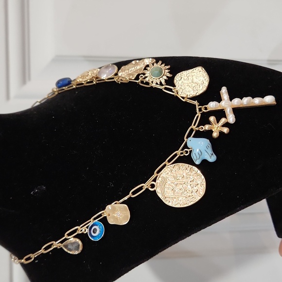 🔹️ATTERRI🔹️Cubic Zirconia  semi Precious Stone Fresh Water Pearl 17" Necklace - Picture 3 of 10